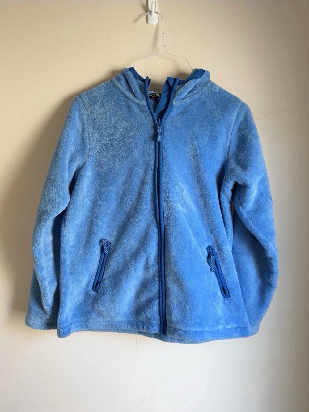 Lands' End Light Blue Kids Hooded Fleece Jacket